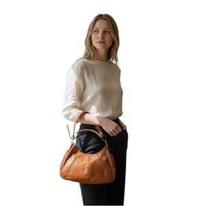 Yves Saint Laurent Leather Mombasa Vintage Shoulder Handbag Brown Women's